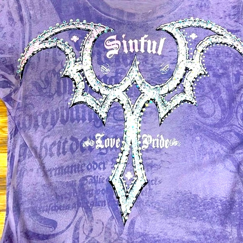 Sinful Rhinestone Shirt 💜